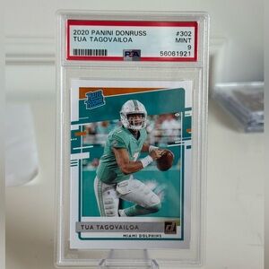 2020 Panini Donruss Tua Tagovailoa Rated Rookie card PSA 9. Miami Dolphins